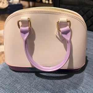 Cream and Purple Jelly Purse